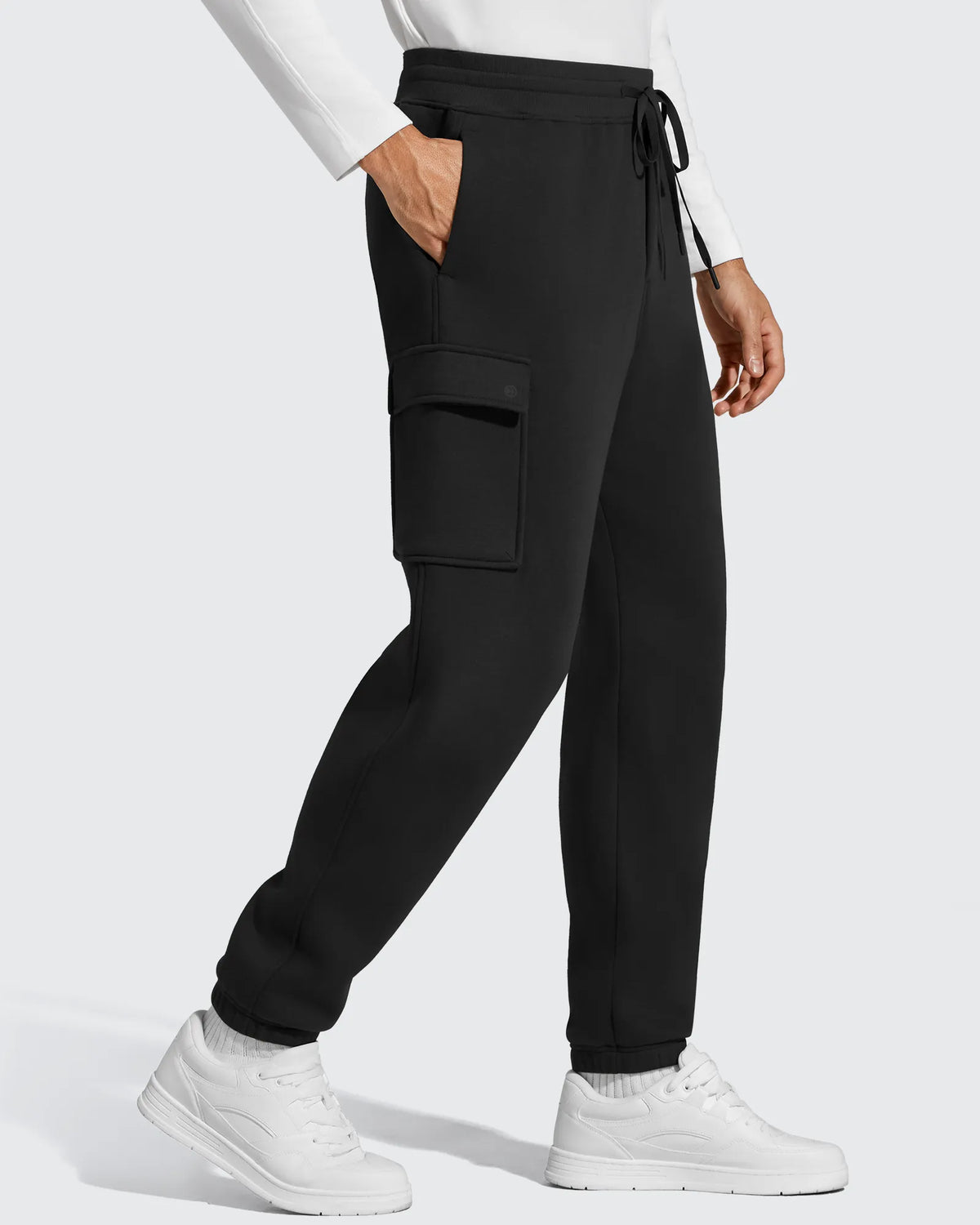 Flurrylux Men's Cotton Fleece-Lined  Drawstring Cargo Pants