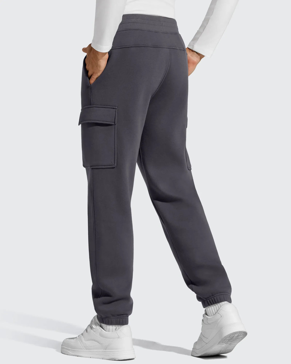 Flurrylux Men's Cotton Fleece-Lined  Drawstring Cargo Pants