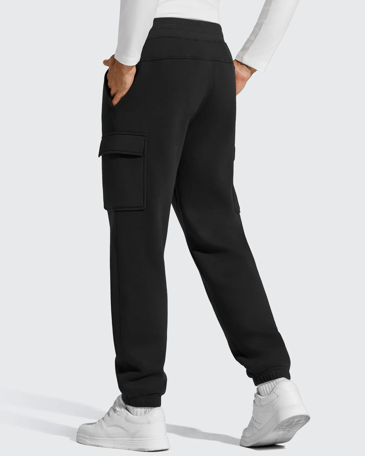 Flurrylux Men's Cotton Fleece-Lined  Drawstring Cargo Pants