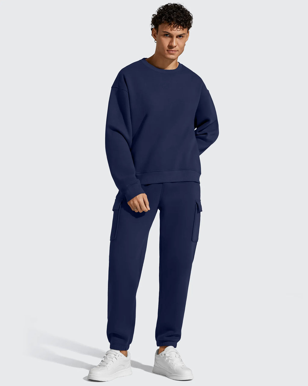 Flurrylux Men's Cotton Fleece-Lined  Drawstring Cargo Pants