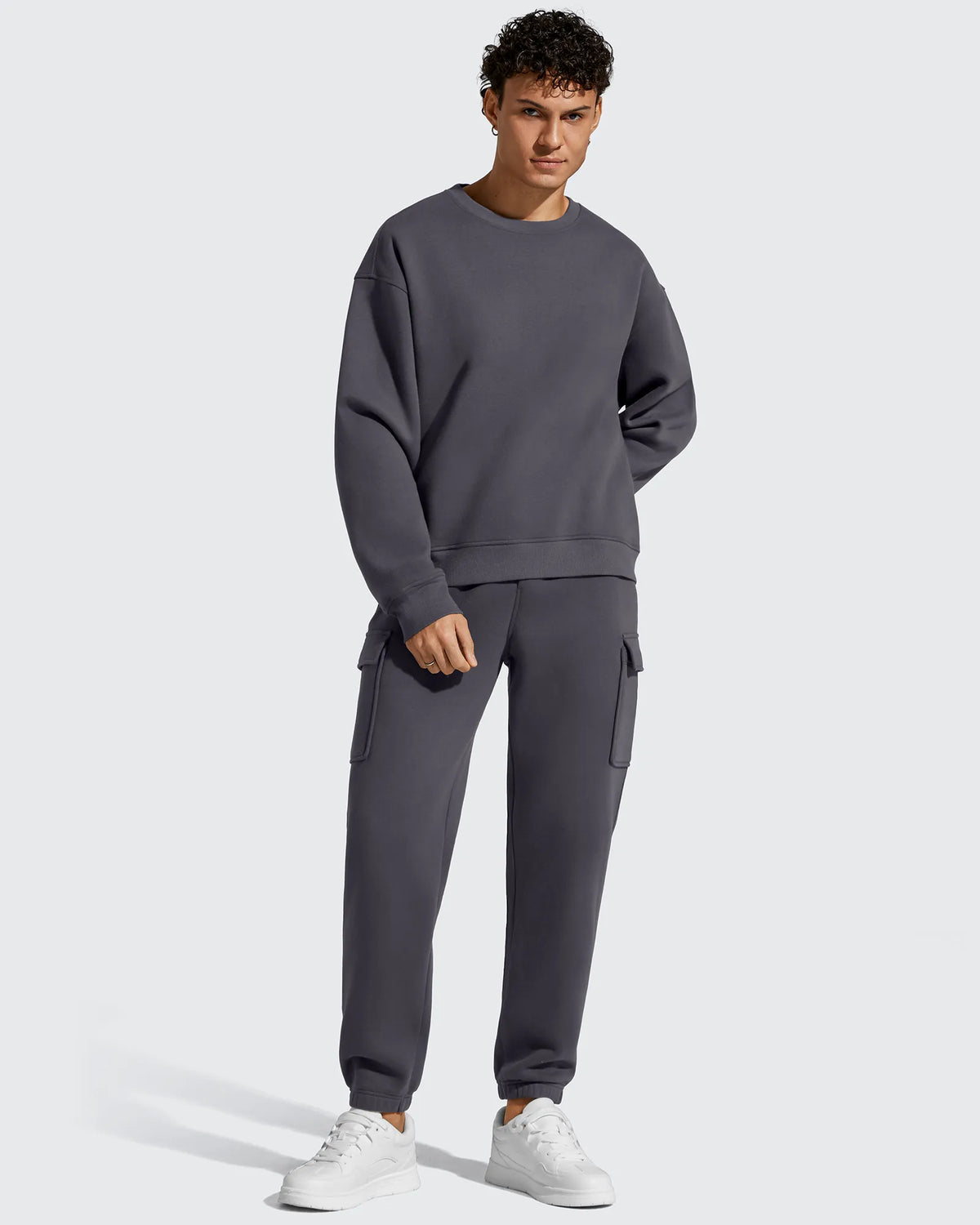 Flurrylux Men's Cotton Fleece-Lined  Drawstring Cargo Pants