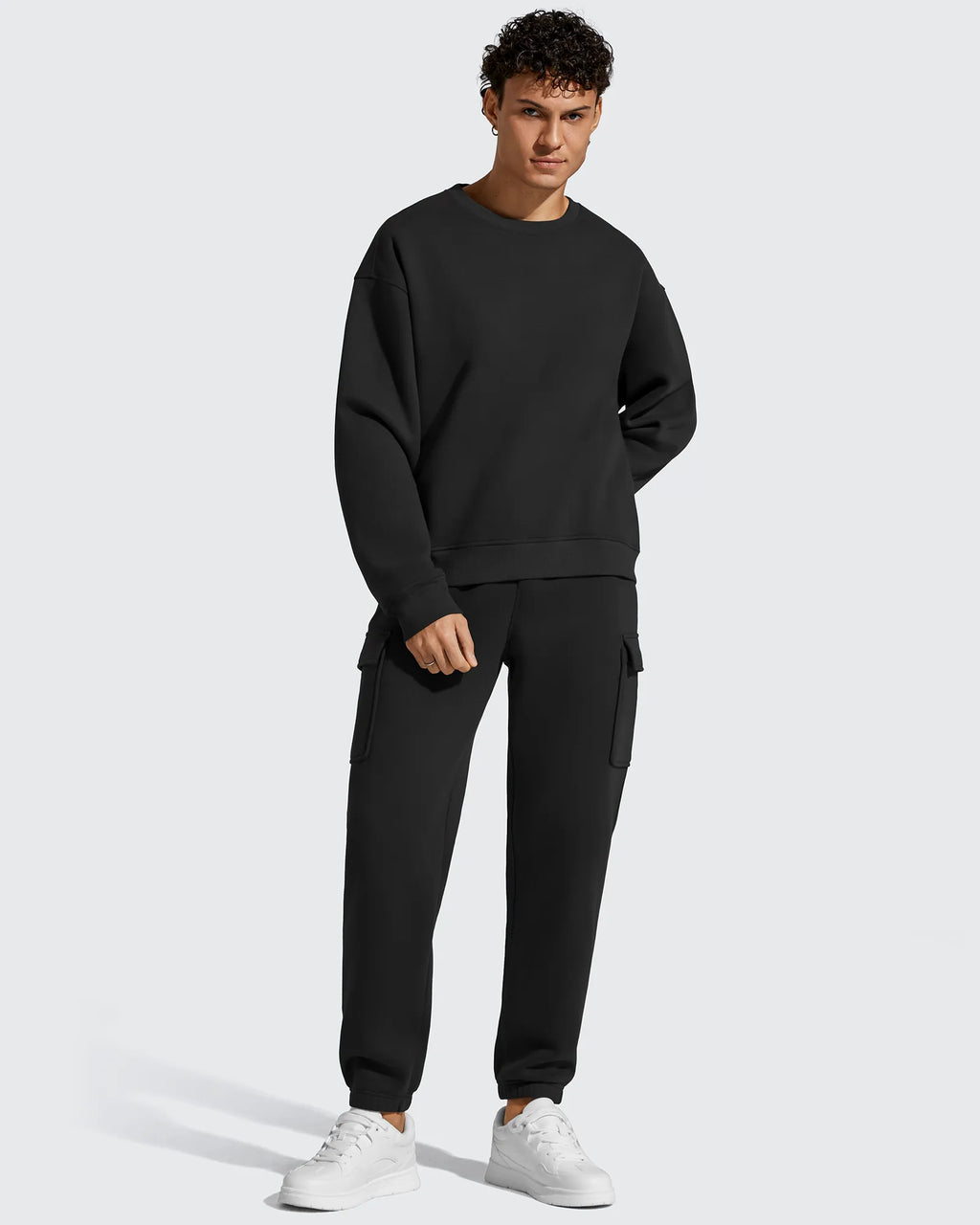 Flurrylux Men's Cotton Fleece-Lined  Drawstring Cargo Pants
