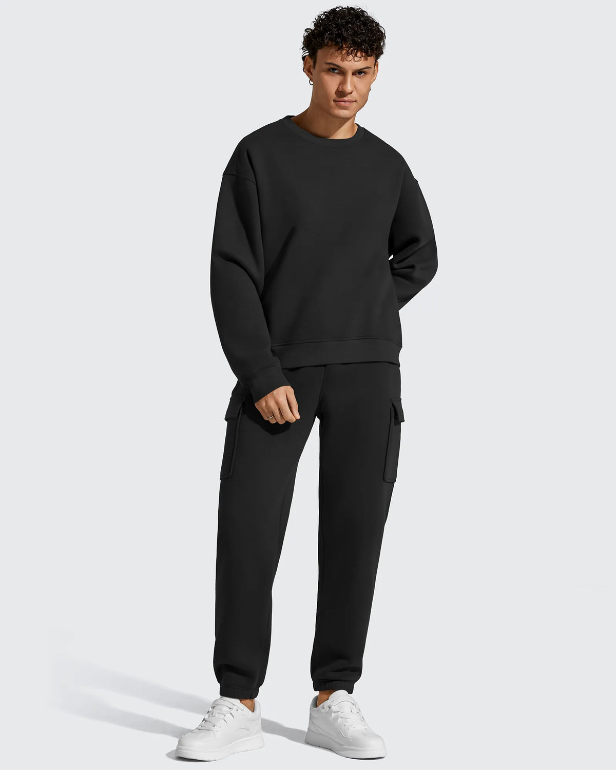 Flurrylux Men's Cotton Fleece-Lined  Drawstring Cargo Pants