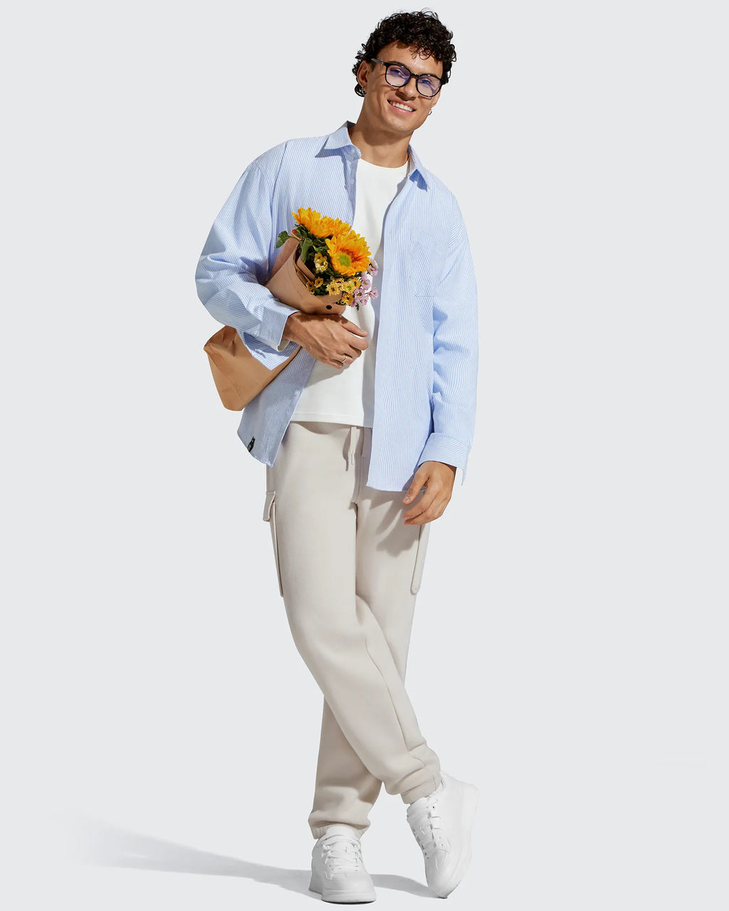 Flurrylux Men's Cotton Fleece-Lined  Drawstring Cargo Pants