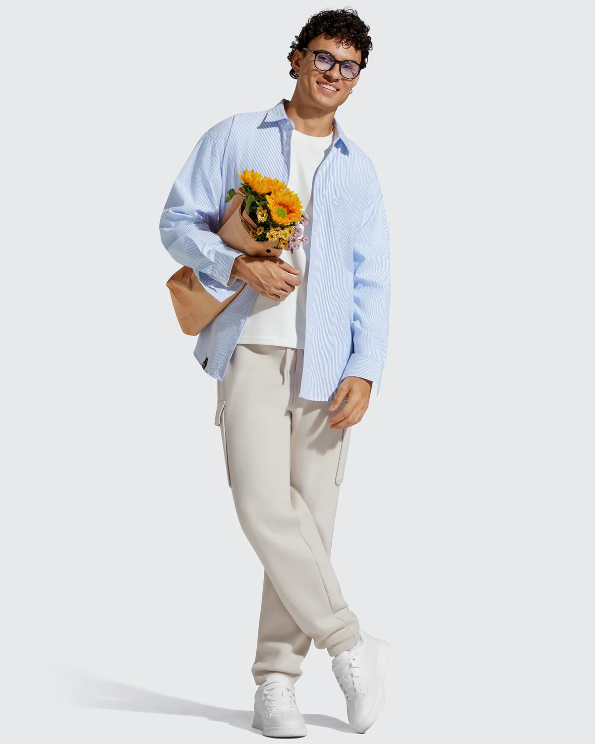 Flurrylux Men's Cotton Fleece-Lined  Drawstring Cargo Pants