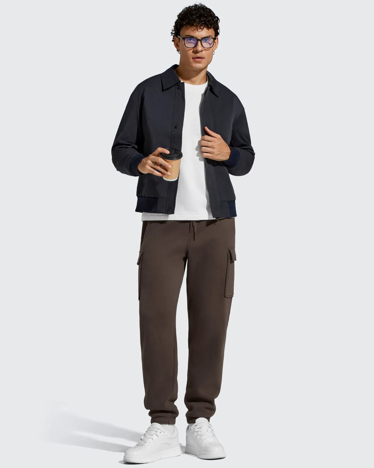 Flurrylux Men's Cotton Fleece-Lined  Drawstring Cargo Pants