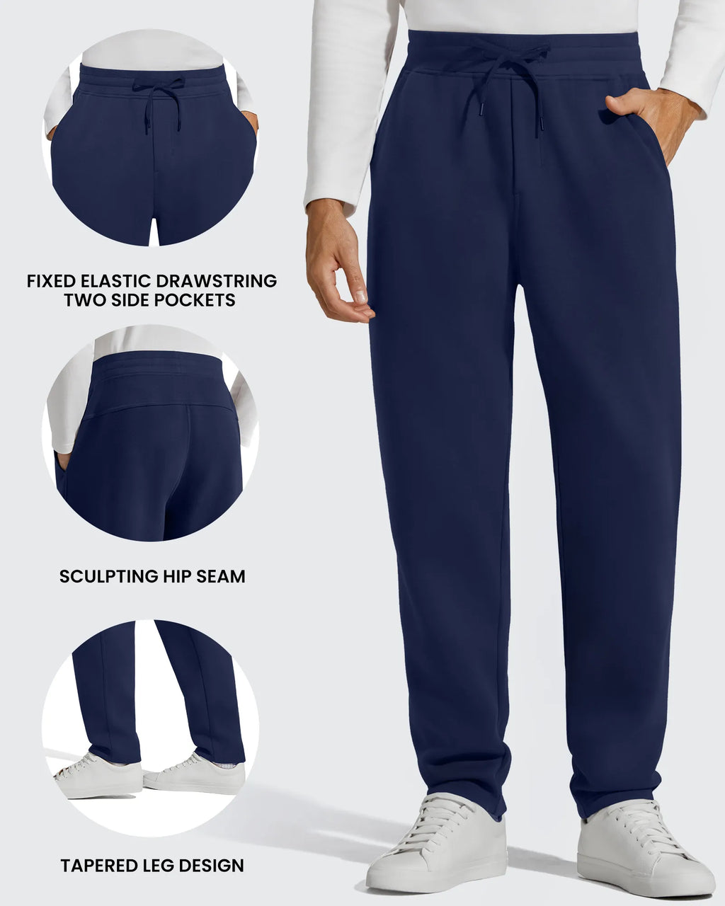 Flurrylux Men's Fleece-Lined Drawstring Cotton Straight Leg Pants