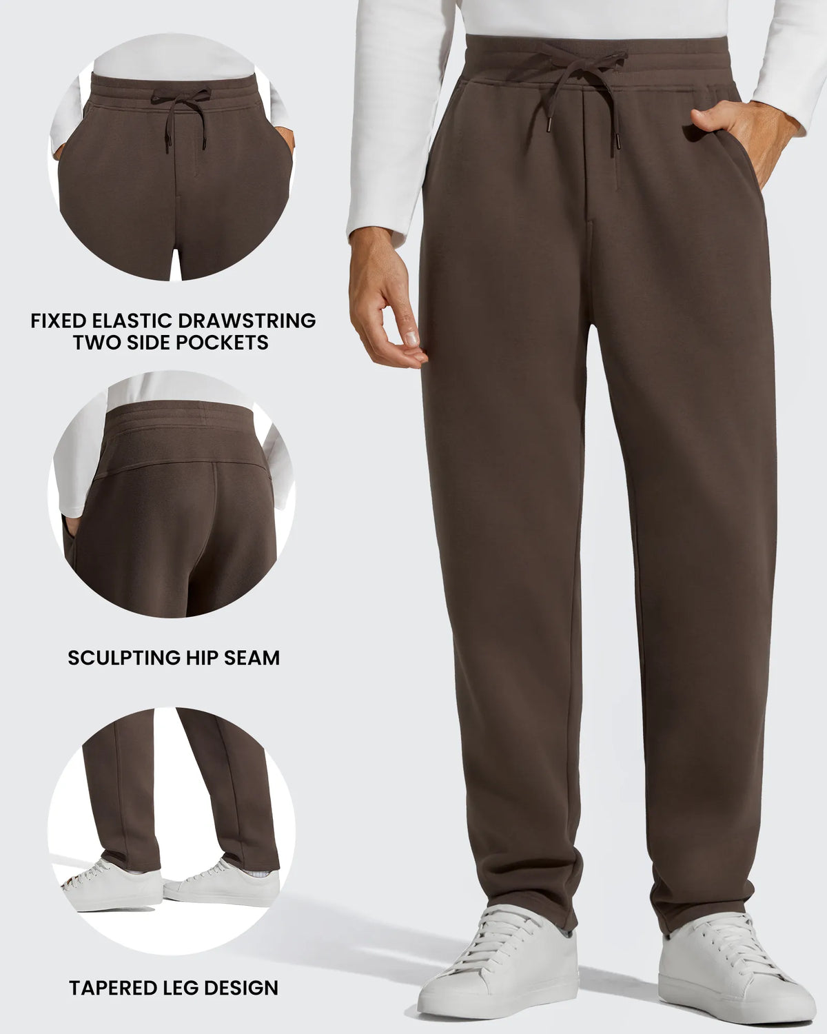 Flurrylux Men's Fleece-Lined Drawstring Cotton Straight Leg Pants