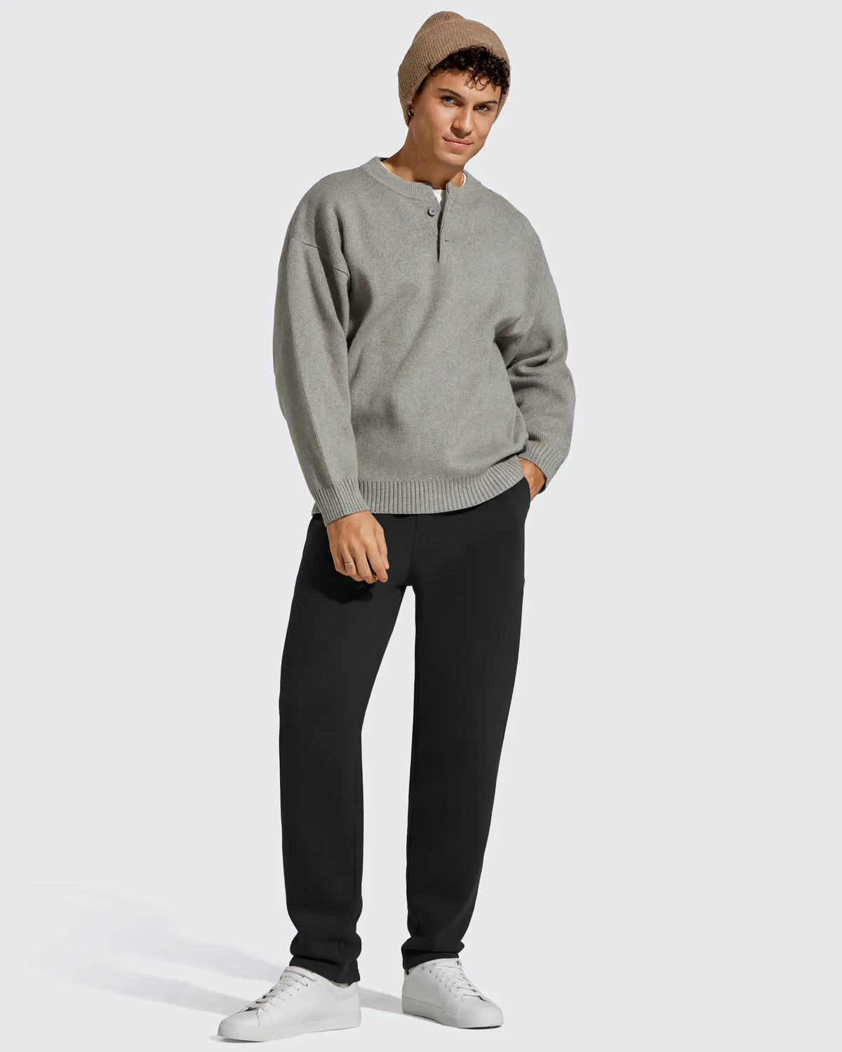 Flurrylux Men's Fleece-Lined Drawstring Cotton Straight Leg Pants
