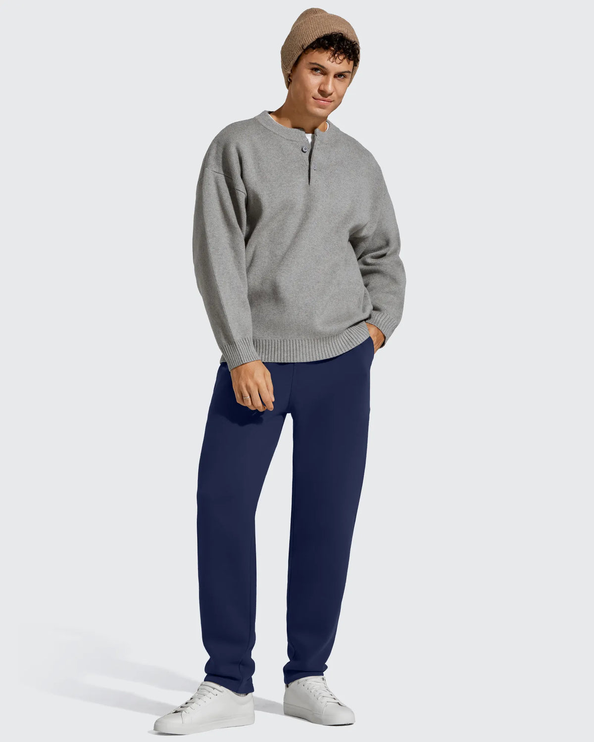 Flurrylux Men's Fleece-Lined Drawstring Cotton Straight Leg Pants