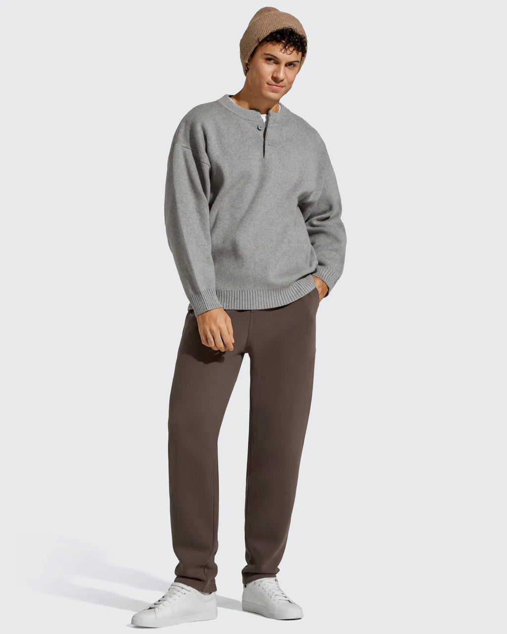 Flurrylux Men's Fleece-Lined Drawstring Cotton Straight Leg Pants