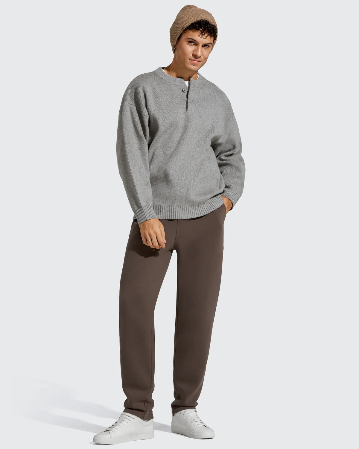 Flurrylux Men's Fleece-Lined Drawstring Cotton Straight Leg Pants