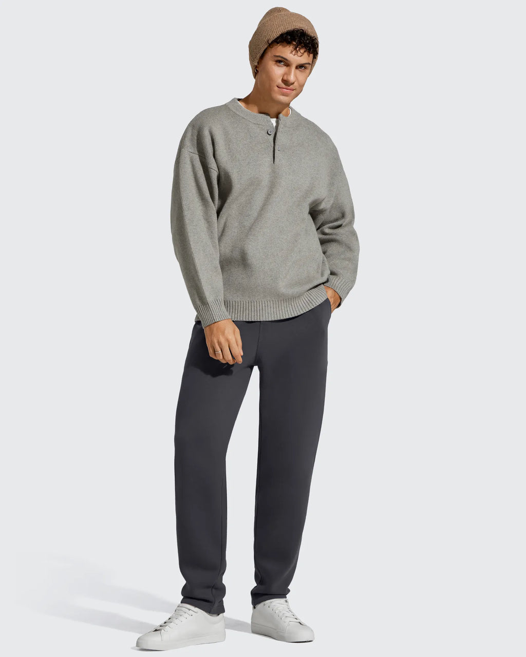 Flurrylux Men's Fleece-Lined Drawstring Cotton Straight Leg Pants