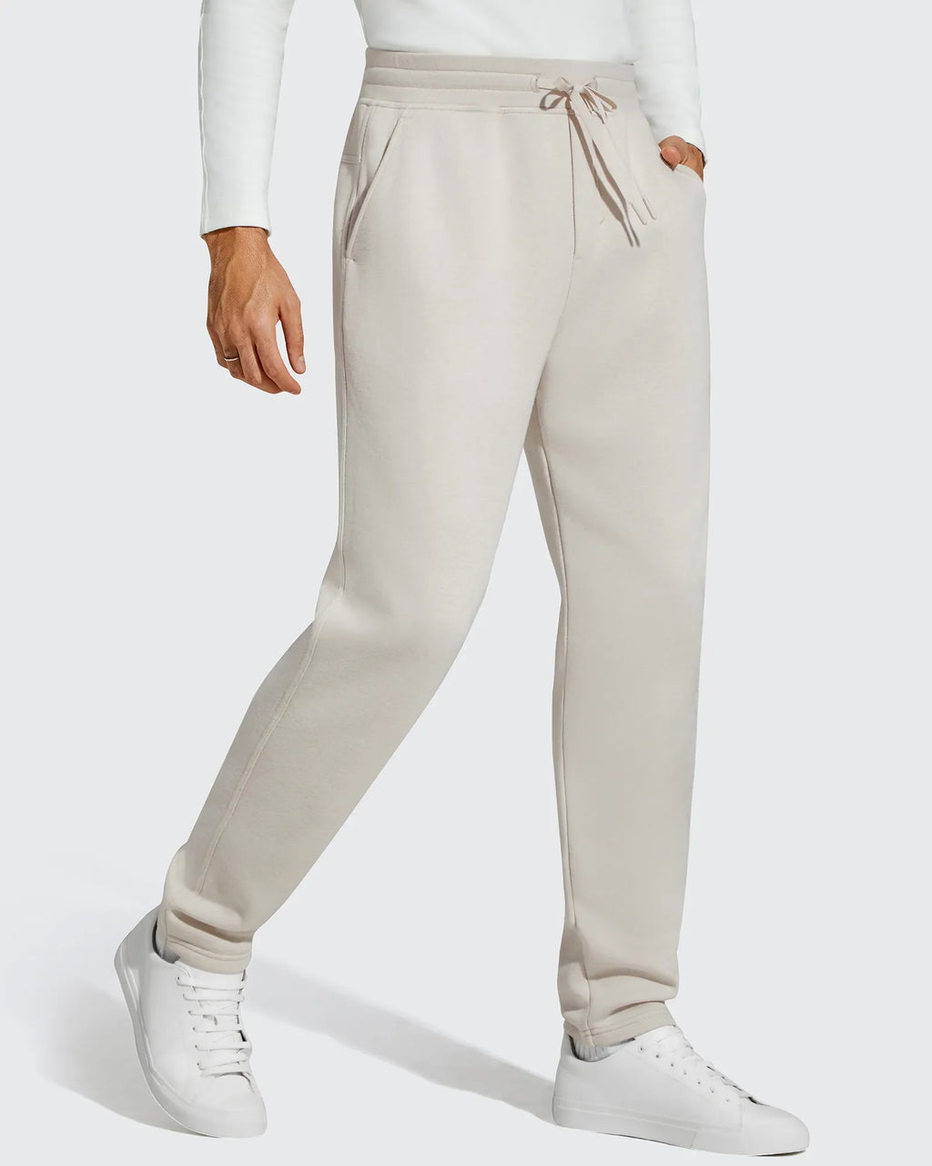 Flurrylux Men's Fleece-Lined Drawstring Cotton Straight Leg Pants