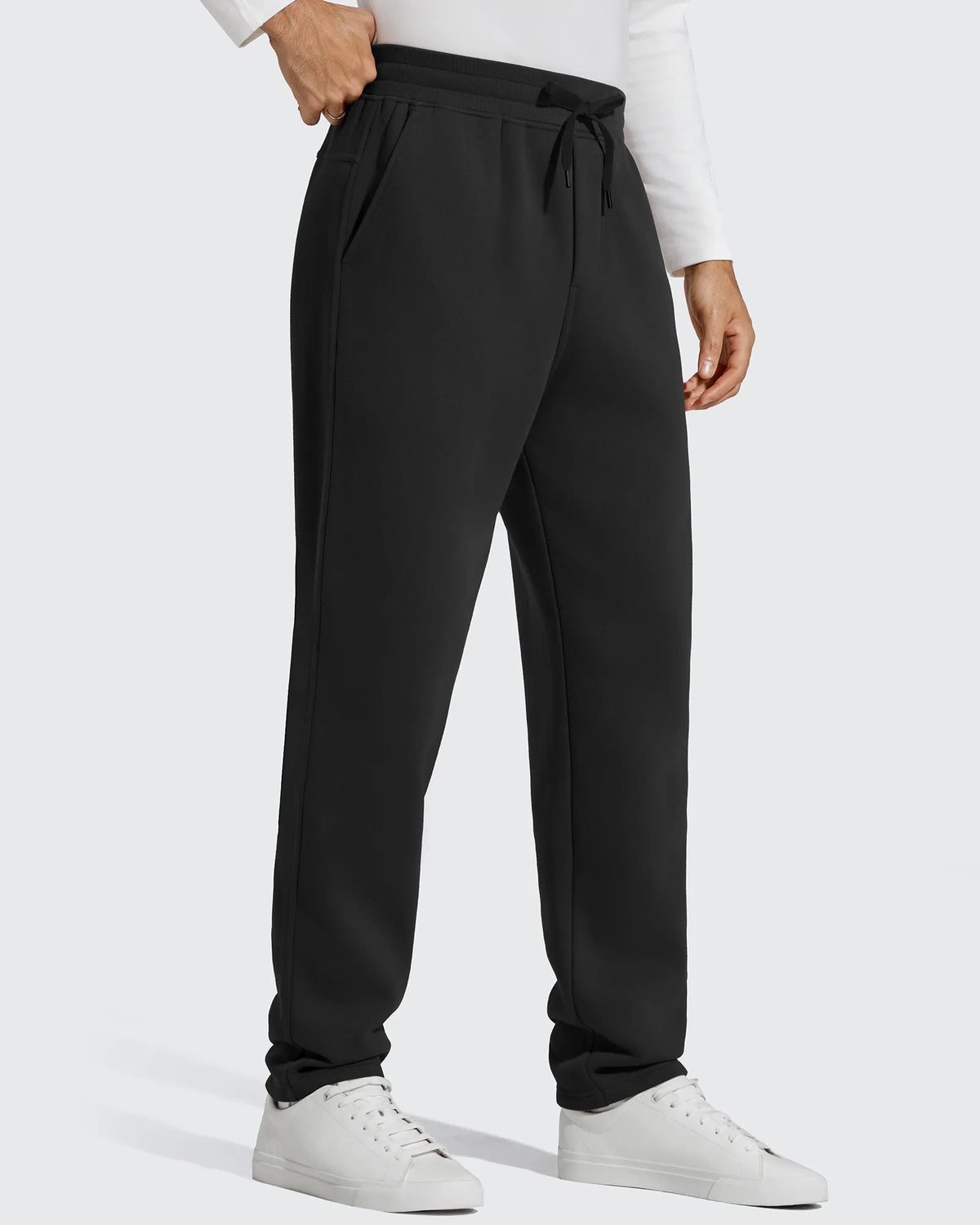 Flurrylux Men's Fleece-Lined Drawstring Cotton Straight Leg Pants
