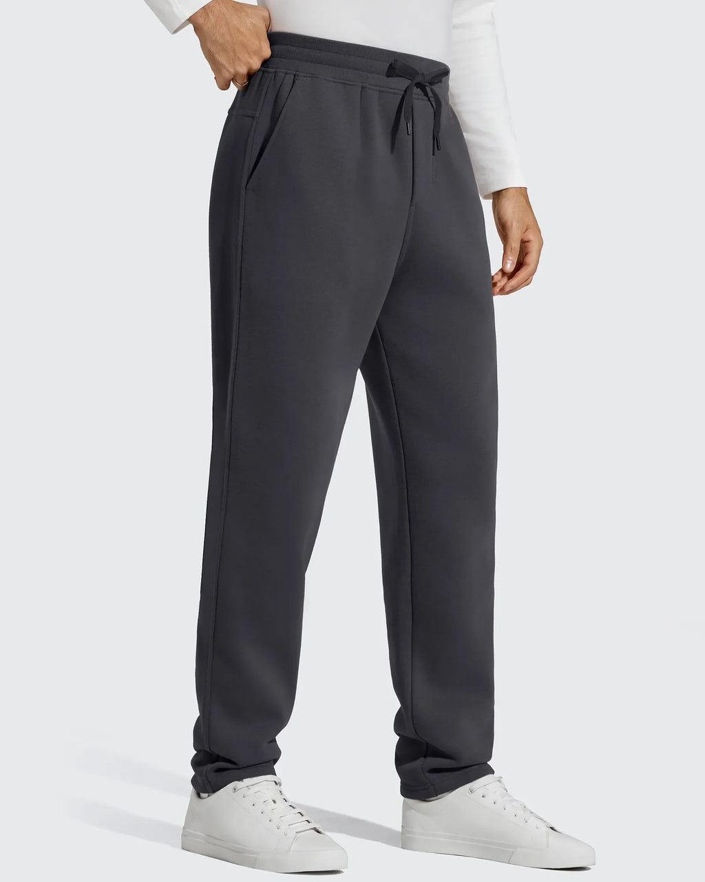 Flurrylux Men's Fleece-Lined Drawstring Cotton Straight Leg Pants