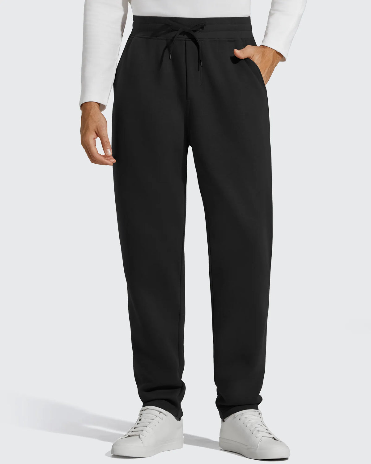 Flurrylux Men's Fleece-Lined Drawstring Cotton Straight Leg Pants