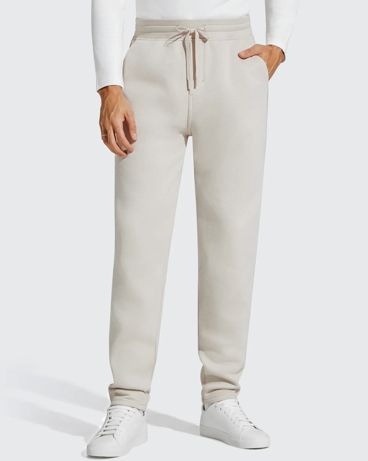Flurrylux Men's Fleece-Lined Drawstring Cotton Straight Leg Pants