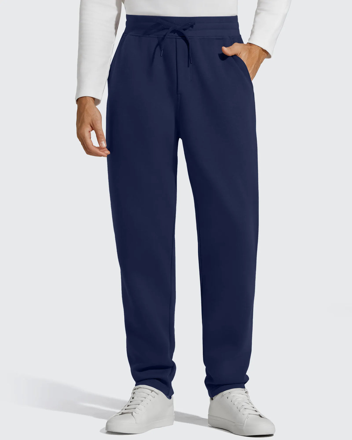 Flurrylux Men's Fleece-Lined Drawstring Cotton Straight Leg Pants