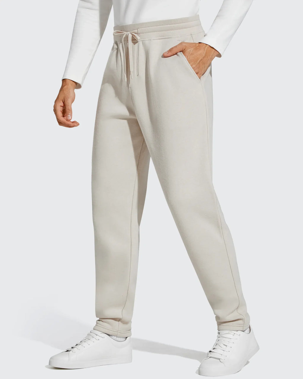 Flurrylux Men's Fleece-Lined Drawstring Cotton Straight Leg Pants