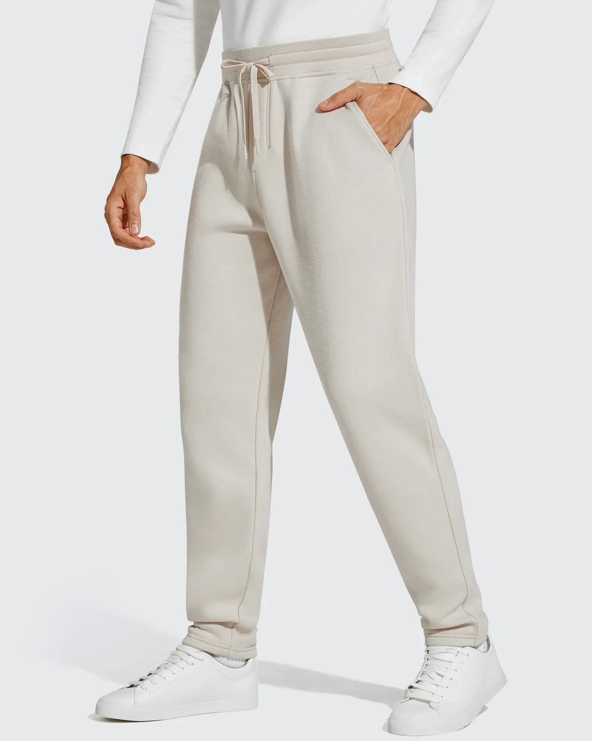 Flurrylux Men's Fleece-Lined Drawstring Cotton Straight Leg Pants
