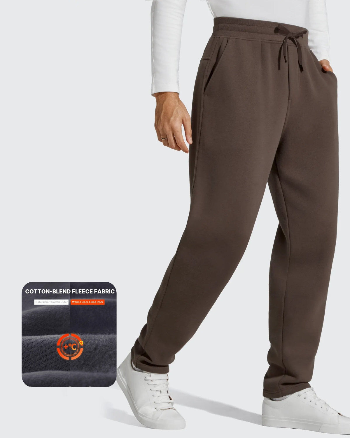 Flurrylux Men's Fleece-Lined Drawstring Cotton Straight Leg Pants