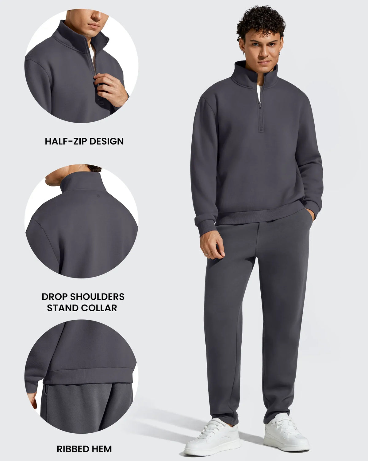 Flurrylux Men's Fleece Lined Half Zip Pullover Hoodies