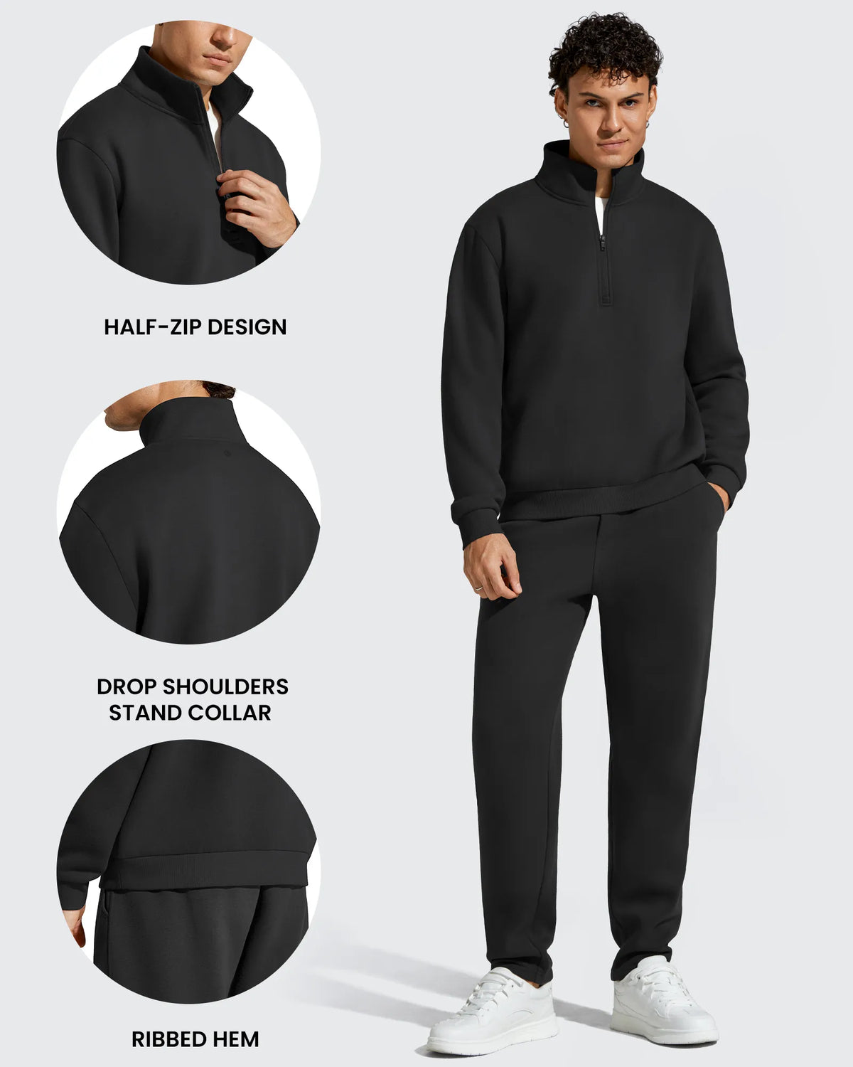 Flurrylux Men's Fleece Lined Half Zip Pullover Hoodies