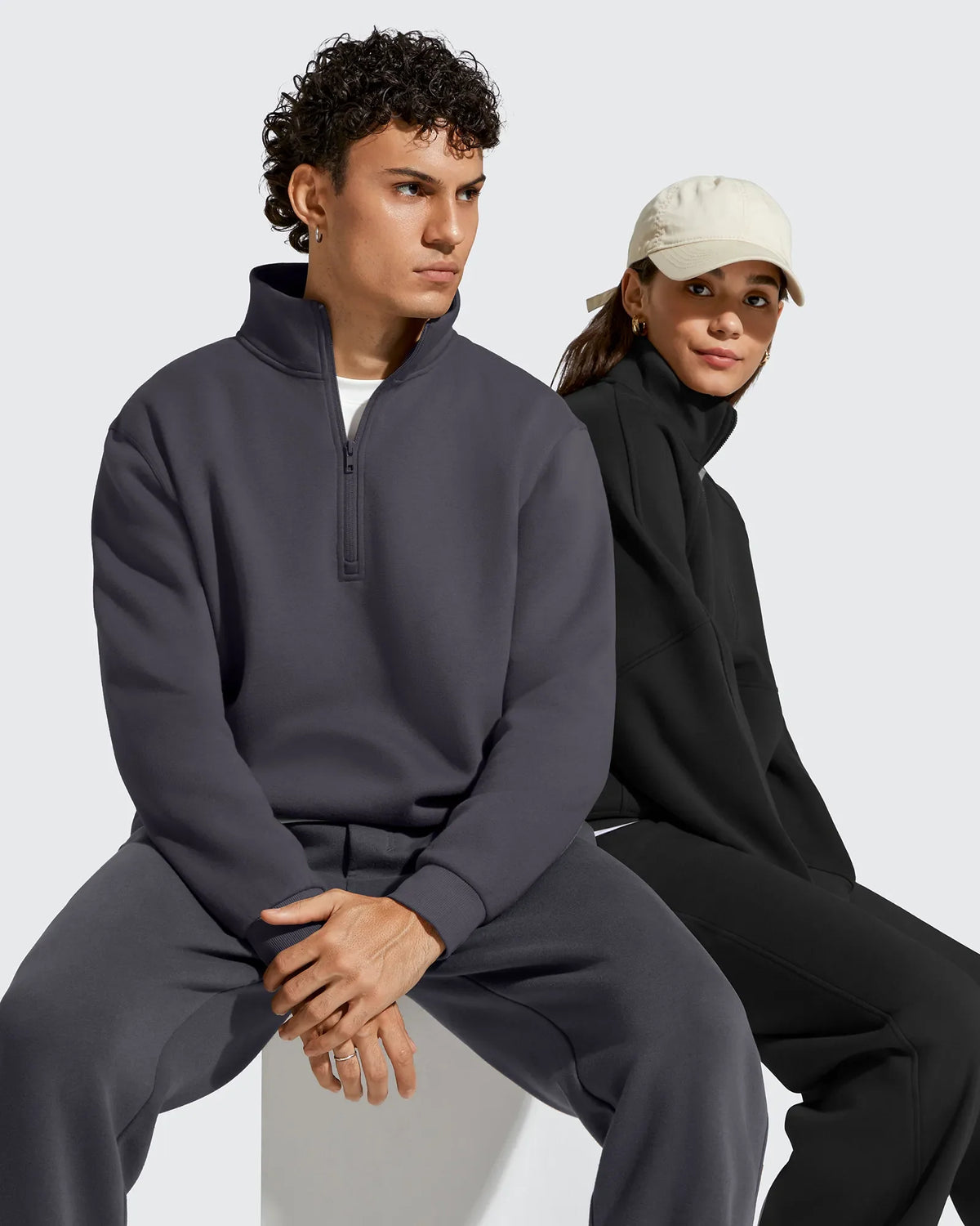 Flurrylux Men's Fleece Lined Half Zip Pullover Hoodies
