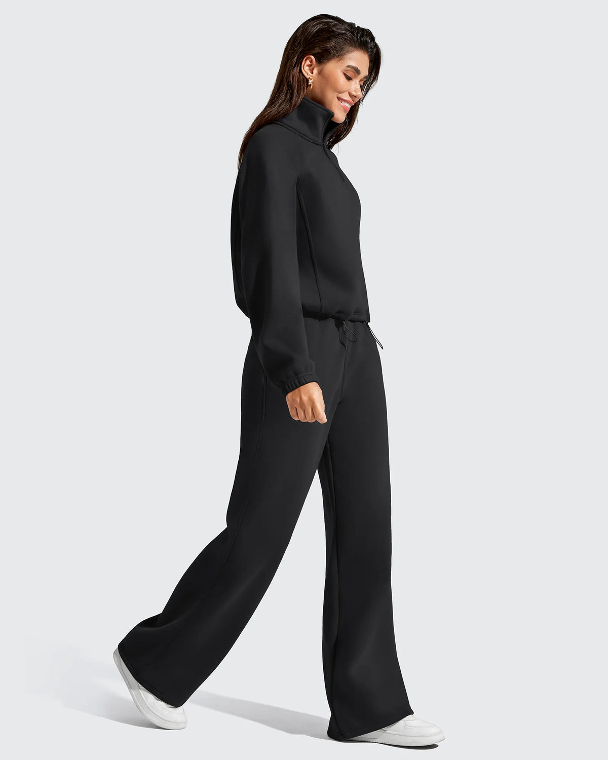 Flurrylux Mock Neck Cropped Pullover Fleece Lined Sweatshirts