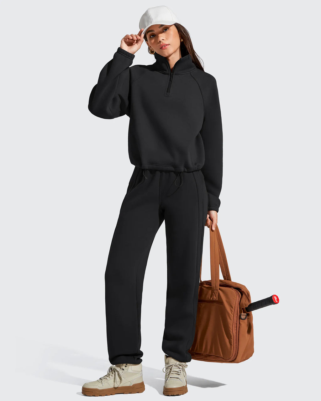 Flurrylux Mock Neck Cropped Pullover Fleece Lined Sweatshirts