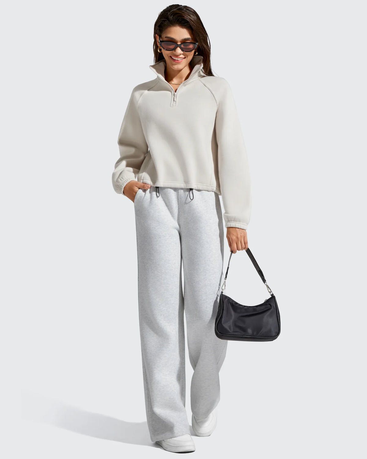Flurrylux Mock Neck Cropped Pullover Fleece Lined Sweatshirts