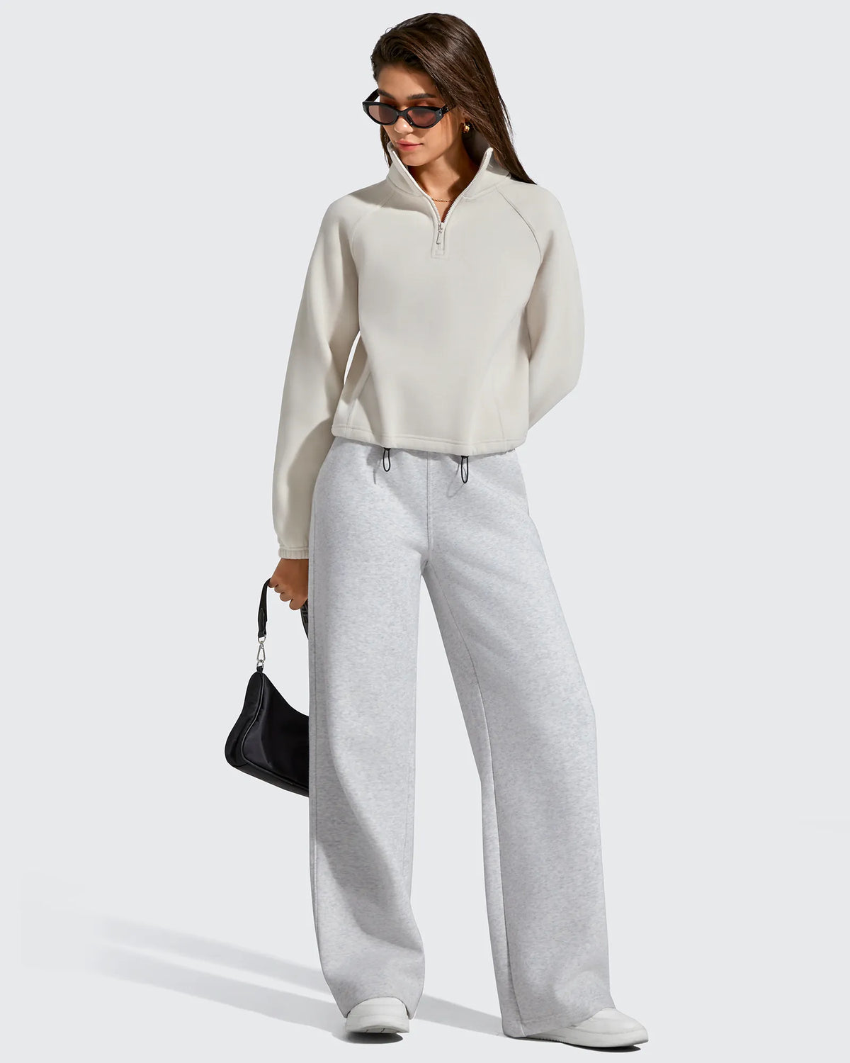 Flurrylux Mock Neck Cropped Pullover Fleece Lined Sweatshirts