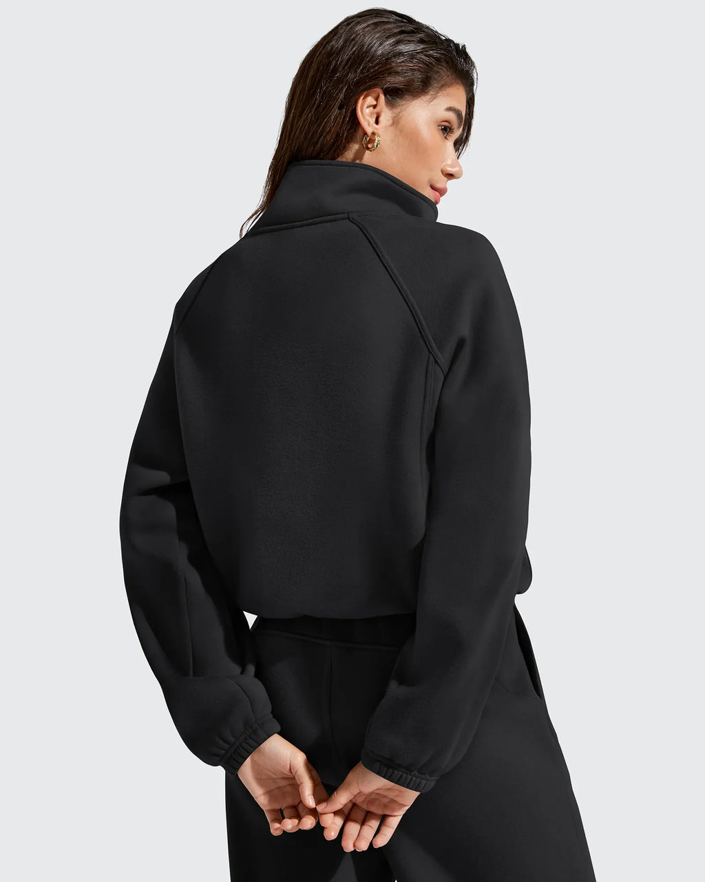 Flurrylux Mock Neck Cropped Pullover Fleece Lined Sweatshirts