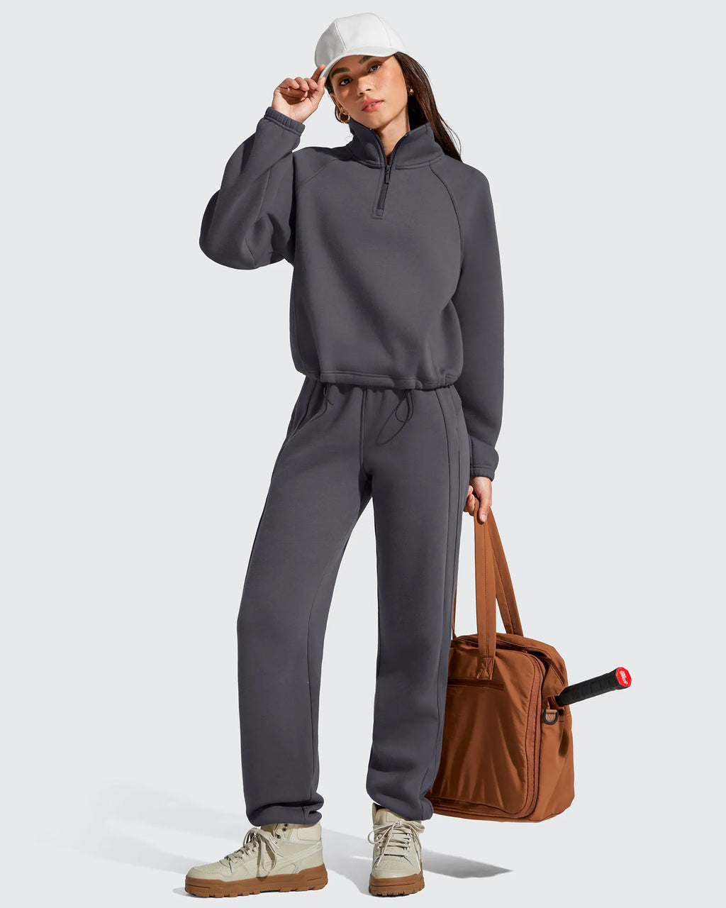 Flurrylux Mock Neck Cropped Pullover Fleece Lined Sweatshirts