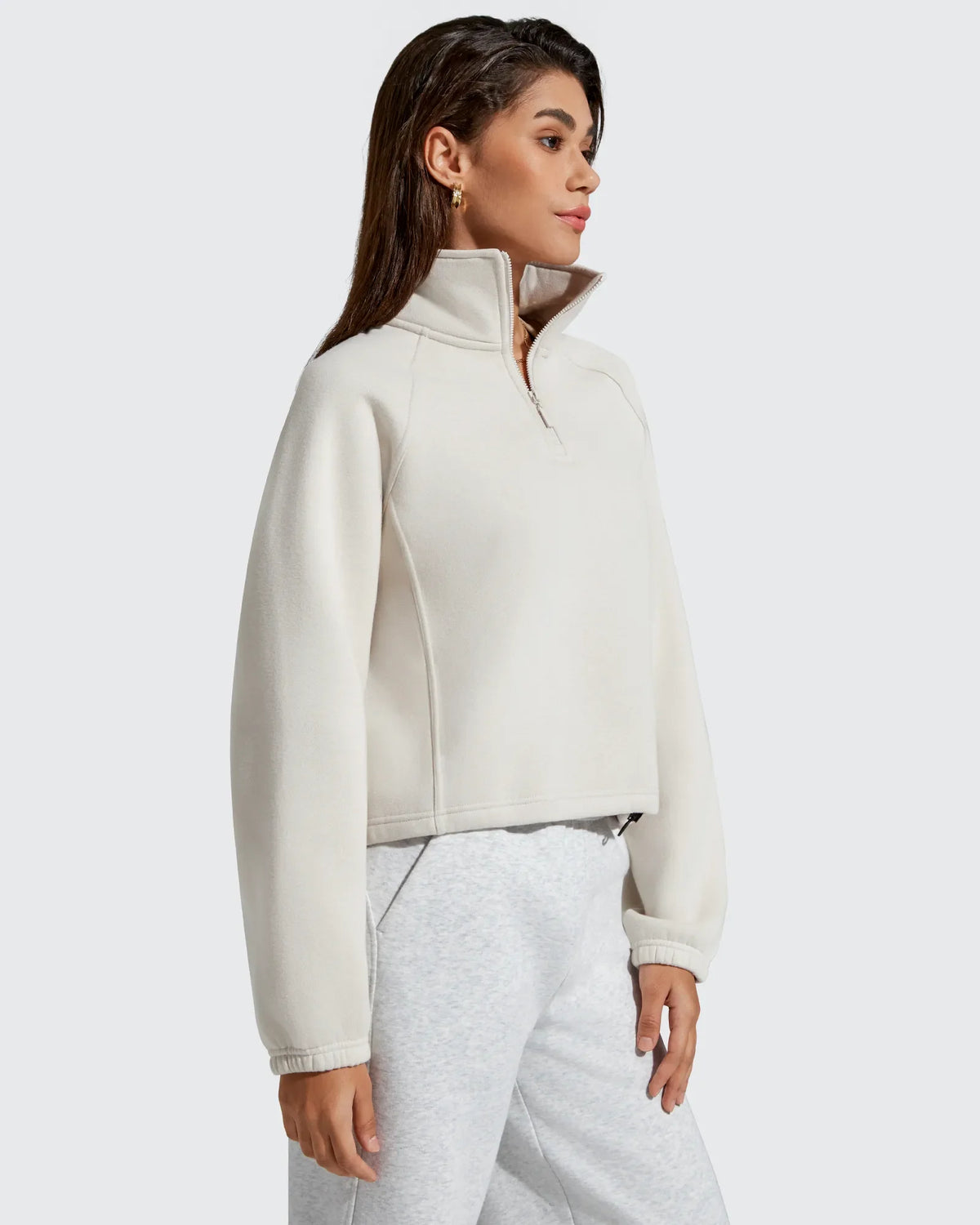 Flurrylux Mock Neck Cropped Pullover Fleece Lined Sweatshirts