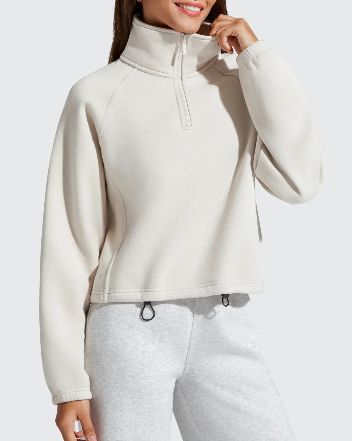 Flurrylux Mock Neck Cropped Pullover Fleece Lined Sweatshirts