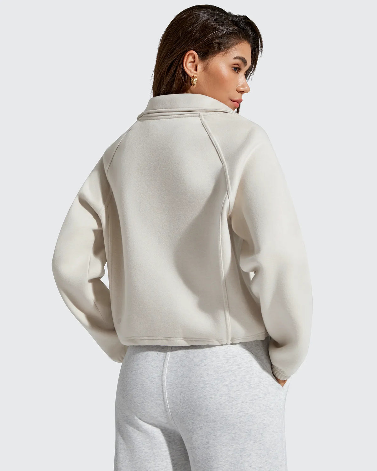 Flurrylux Mock Neck Cropped Pullover Fleece Lined Sweatshirts