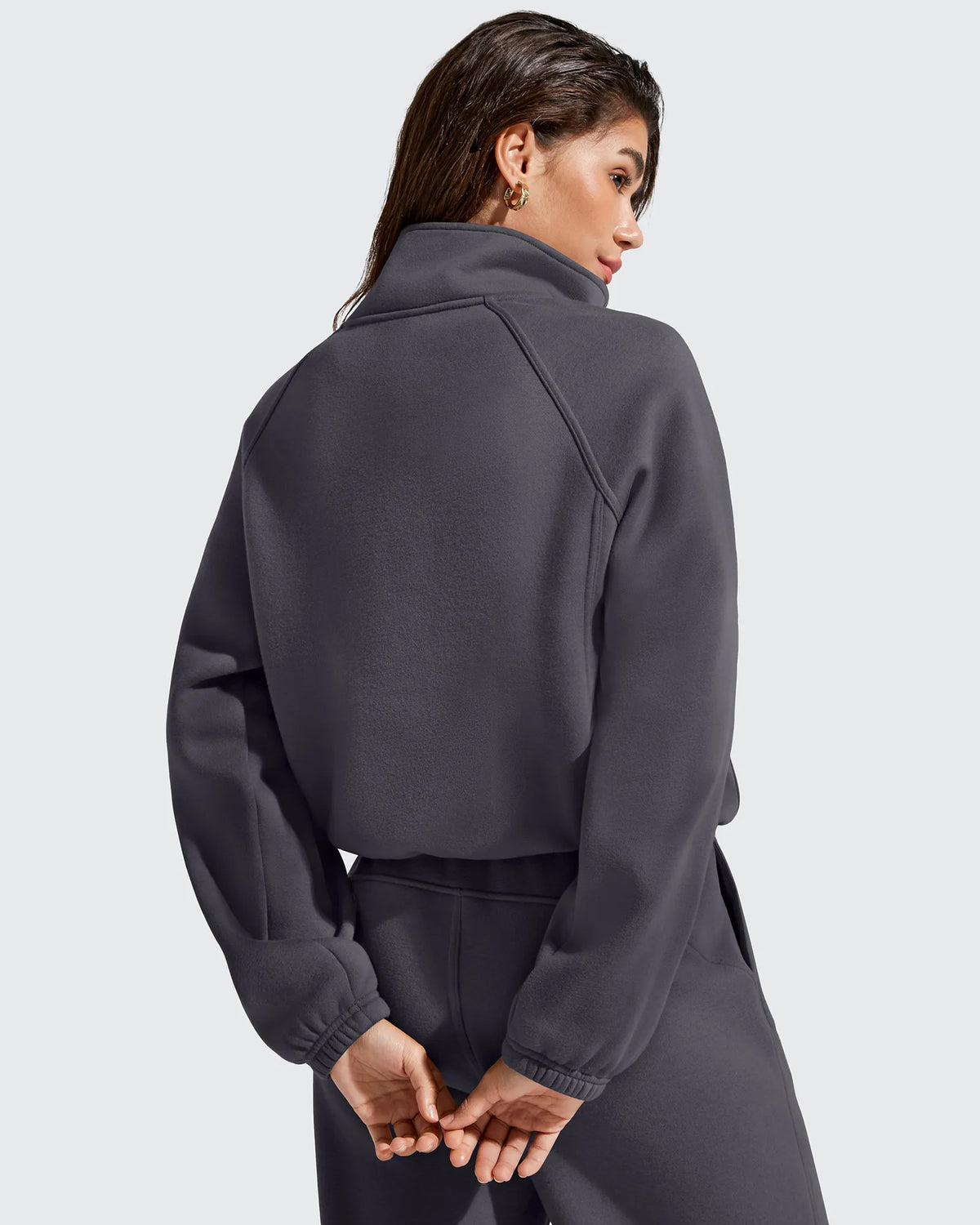 Flurrylux Mock Neck Cropped Pullover Fleece Lined Sweatshirts