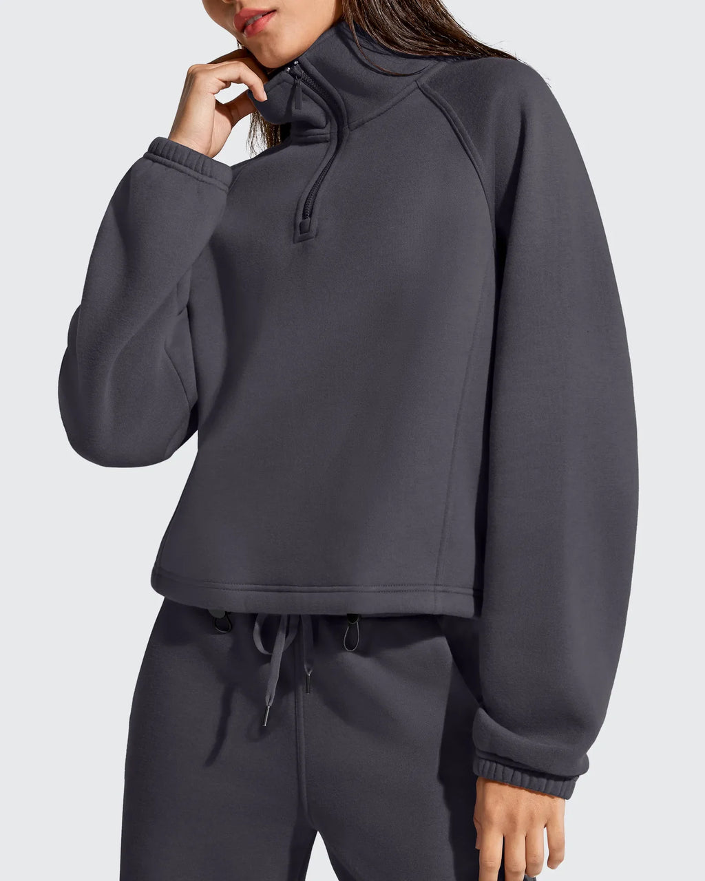 Flurrylux Mock Neck Cropped Pullover Fleece Lined Sweatshirts