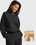 Flurrylux Mock Neck Cropped Pullover Fleece Lined Sweatshirts