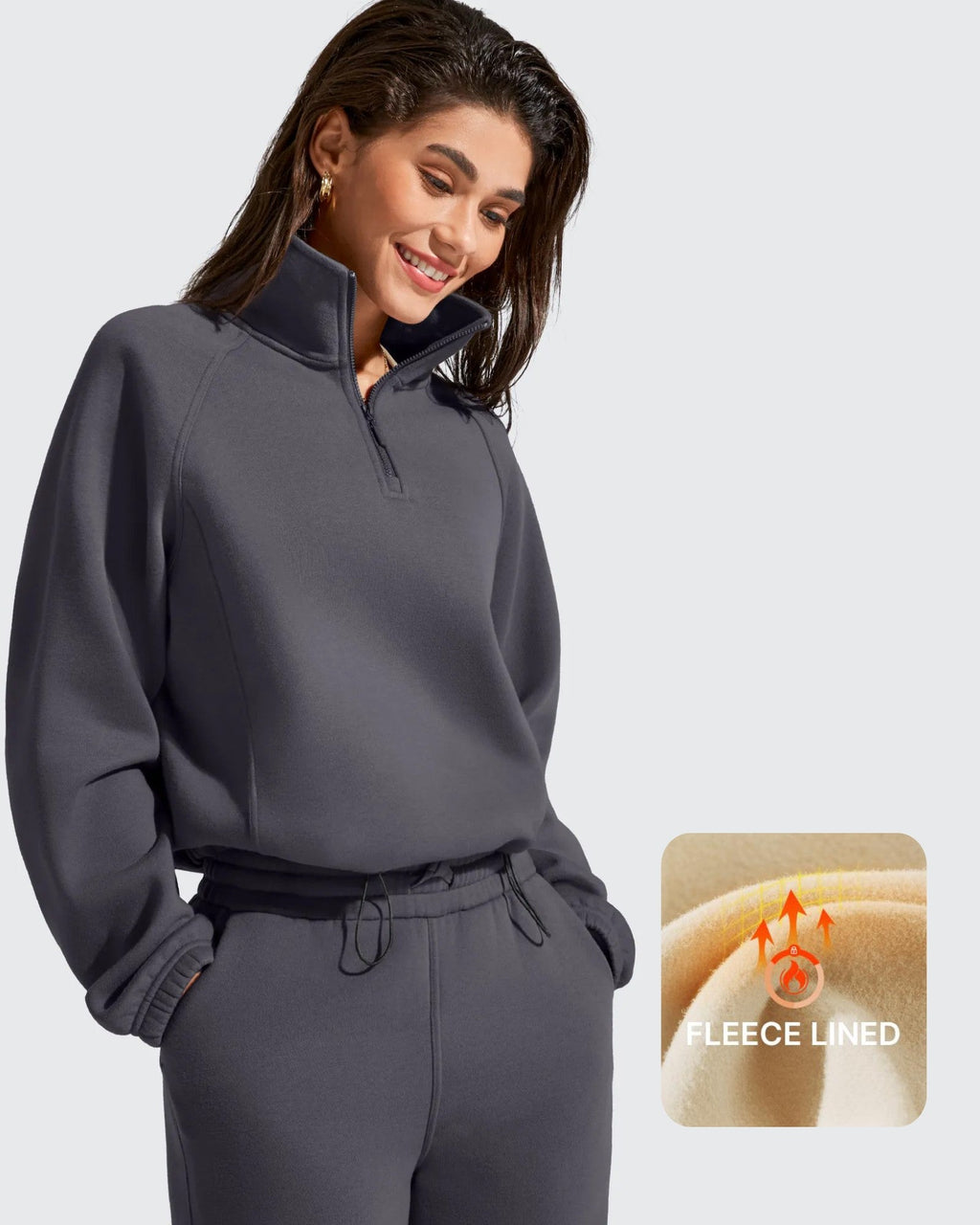 Flurrylux Mock Neck Cropped Pullover Fleece Lined Sweatshirts