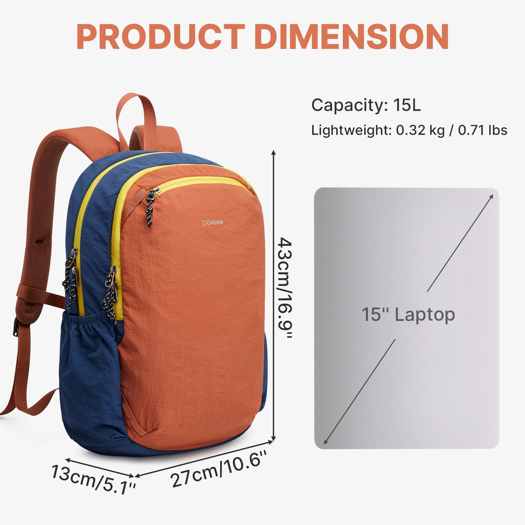 G4Free 15L Lightweight Hiking Travel Casual Daypack