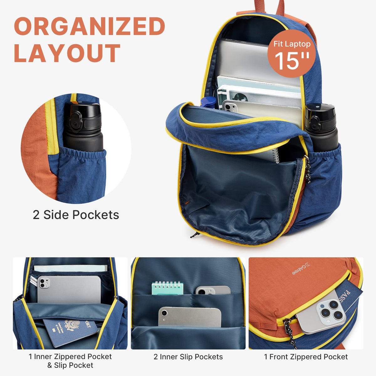 G4Free 15L Lightweight Hiking Travel Casual Daypack