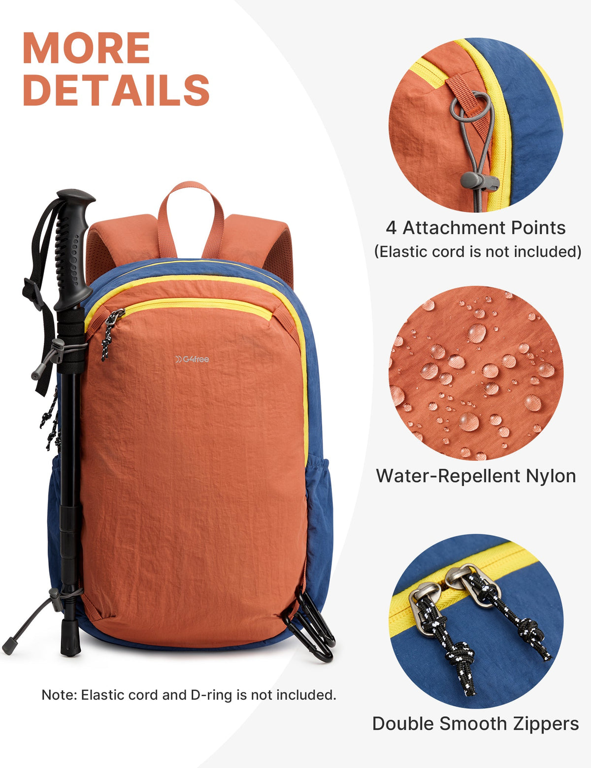 G4Free 15L Lightweight Hiking Travel Casual Daypack