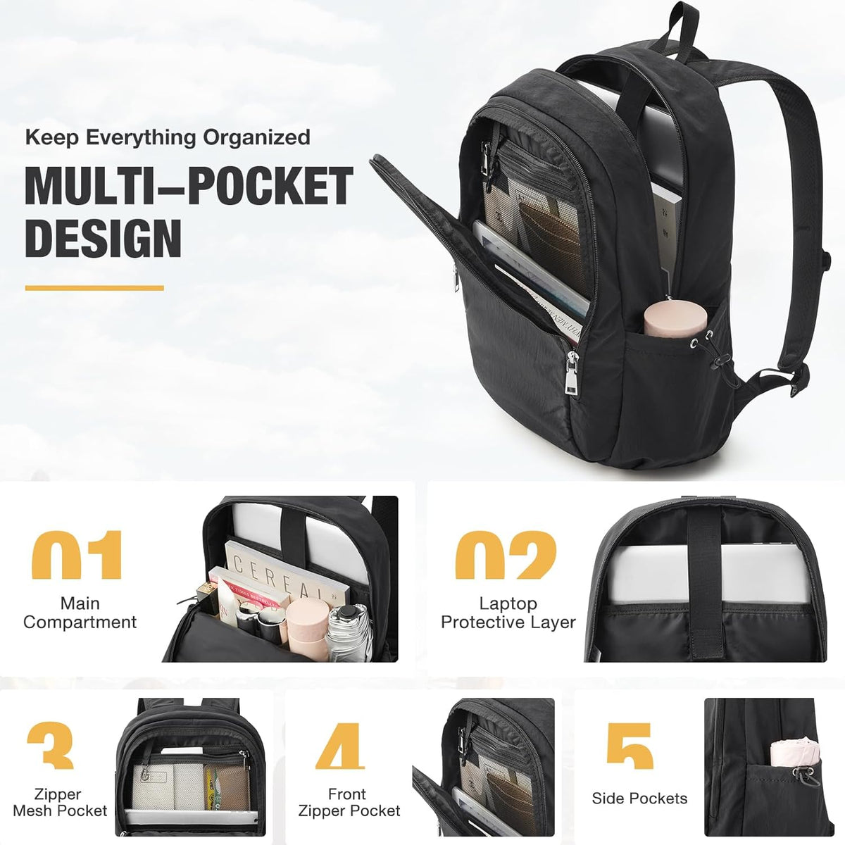 G4Free 15L Water-Resistant Hiking Backpack Adjustable Chest Strap