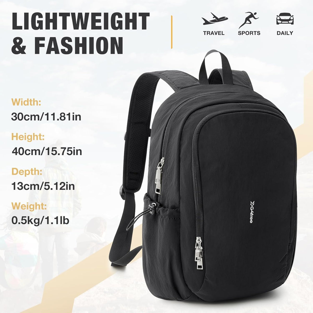 G4Free 15L Water-Resistant Hiking Backpack Adjustable Chest Strap