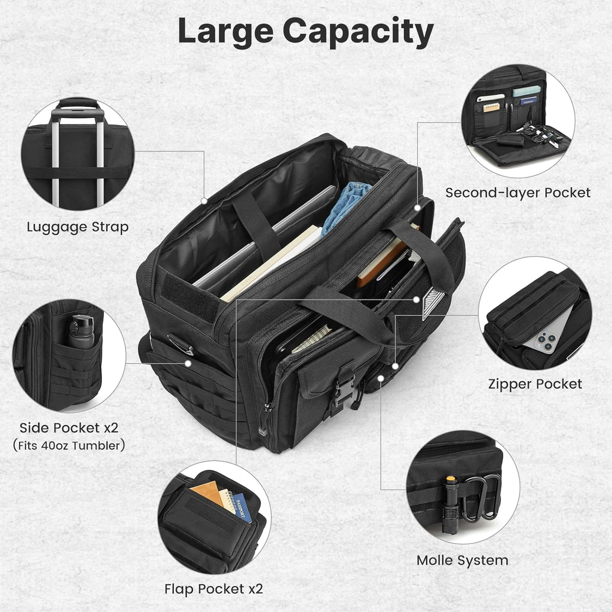 G4Free 17.3 Inch Laptop for Men, 3-in-1 Large Tactical Shoulder Bag