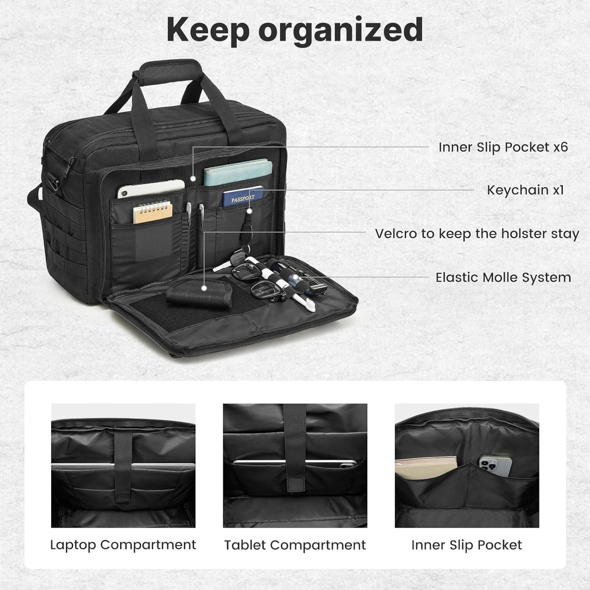 G4Free 17.3 Inch Laptop for Men, 3-in-1 Large Tactical Shoulder Bag