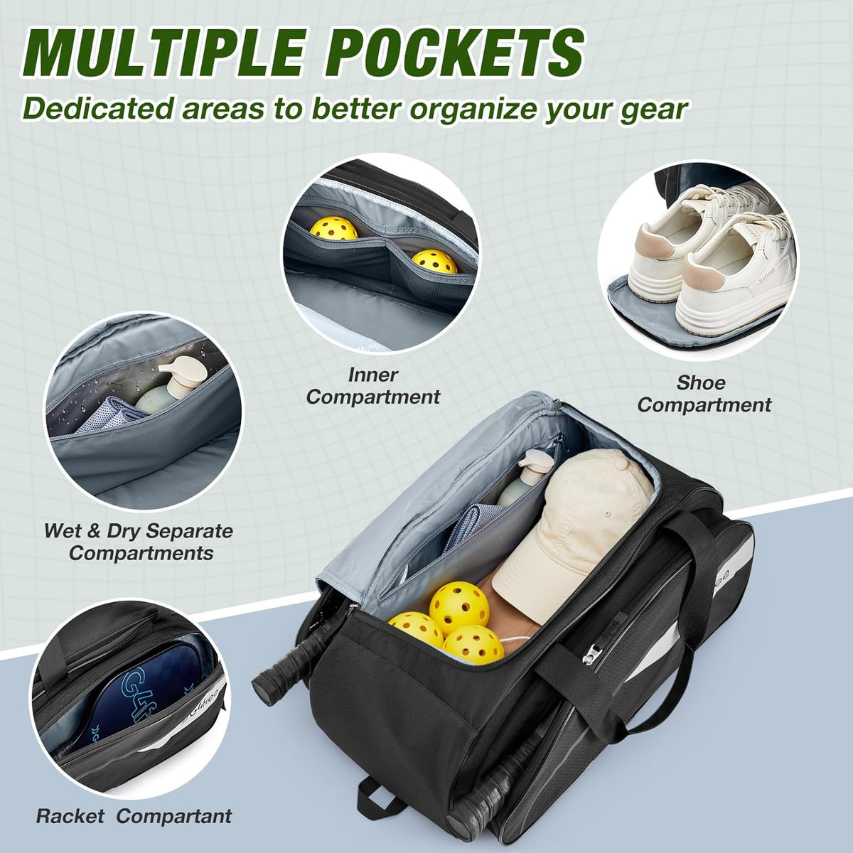 G4Free 2-in-1 Pickleball Backpack for 4+ Paddles